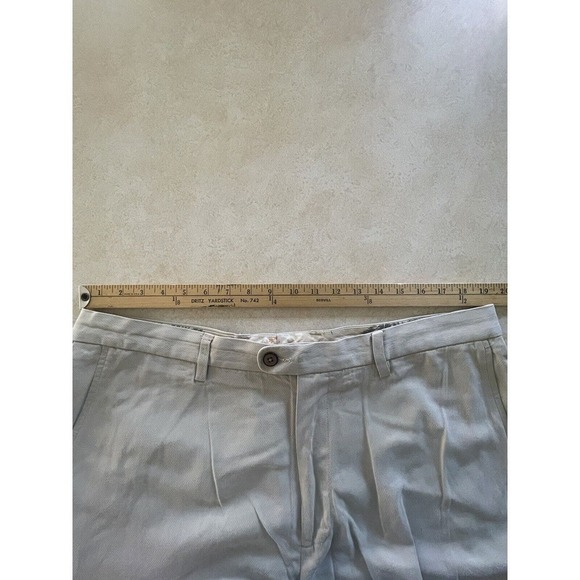 Tommy Bahama Pants Men 38x30 Beige Chino Silk Cotton Straight Flat Front Trouser - Picture 7 of 10